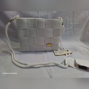 𝅺nwt Creazioni Alma Woven WHITE Satchel Purse Bag VINTAGE SAMPLE